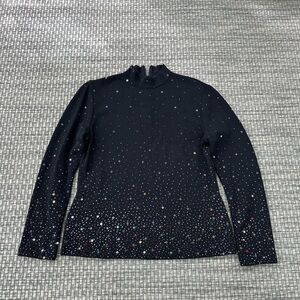 St. John Black Sequin Long Sleeve Blouse